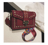 Vintage Velvet Rivets Shoulder Bag Women Messenger Bag Ladies Pu Leather Flap Bag