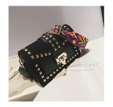 Vintage Velvet Rivets Shoulder Bag Women Messenger Bag Ladies Pu Leather Flap Bag