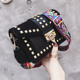 Vintage Velvet Rivets Shoulder Bag Women Messenger Bag Ladies Pu Leather Flap Bag
