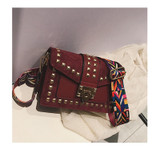 Vintage Velvet Rivets Shoulder Bag Women Messenger Bag Ladies Pu Leather Flap Bag