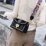 Vintage Velvet Rivets Shoulder Bag Women Messenger Bag Ladies Pu Leather Flap Bag