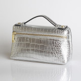 Fashion Crocodile Embossed Leather Women Clutch Make Up Bag Handbags