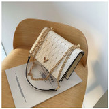 Crossbody Evening Bags For Women Leather Rivet Chain Shoulder Messenger Bag