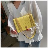 Crossbody Evening Bags For Women Leather Rivet Chain Shoulder Messenger Bag