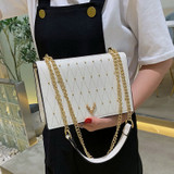 Crossbody Evening Bags For Women Leather Rivet Chain Shoulder Messenger Bag