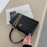 Crossbody Evening Bags For Women Leather Rivet Chain Shoulder Messenger Bag