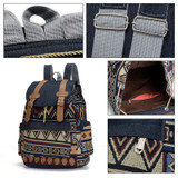 Women Canvas Vintinge Backpack Ethnic Backpack Bohemian Backpack Schoolbag