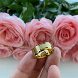 Mens Womens Gold Tungsten Carbide Wedding Band Rings Beveled