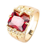 Vintage Royal Family Natural Crystal Blue Crystal Ring Gold Color Men's Wedding Ring