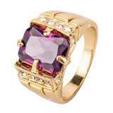 Vintage Royal Family Natural Crystal Blue Crystal Ring Gold Color Men's Wedding Ring