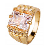 Vintage Royal Family Natural Crystal Blue Crystal Ring Gold Color Men's Wedding Ring