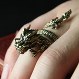 Fashion Bronze Men Ring Exaggerated Spirit Dragon Ring