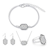 Jewelry Set Hexagon Necklace Bracelet Earrings Ring Resin