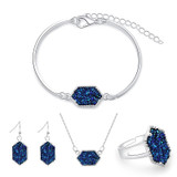 Jewelry Set Hexagon Necklace Bracelet Earrings Ring Resin