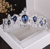 Luxury Silver Plated Blue Crystal Bridal Jewelry Sets