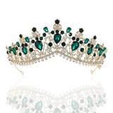 Gold Red Green Blue Crystal Bridal Jewelry Sets Necklace Earrings Tiaras