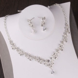 Floral Crystal Bridal Jewelry Sets Rhinestone Tiara Crown Necklace Earrings Set