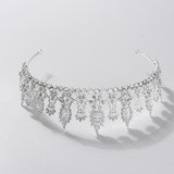 Floral Crystal Bridal Jewelry Sets Rhinestone Tiara Crown Necklace Earrings Set