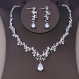 Heart Wedding Jewelry Sets Rhinestone Crown Tiara Choker Necklace Earrings