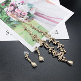 Gold Red Green Blue Crystal Bridal Jewelry Sets Choker Necklaces Earrings