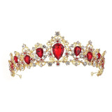 Gold Red Green Blue Crystal Bridal Jewelry Sets Choker Necklaces Earrings