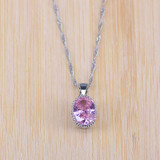 Princess Pink Crystal Silver Color Jewelry Sets For Women Party Wedding