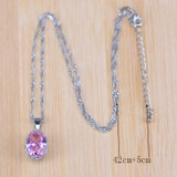 Princess Pink Crystal Silver Color Jewelry Sets For Women Party Wedding