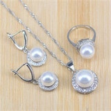 Princess Pink Crystal Silver Color Jewelry Sets For Women Party Wedding