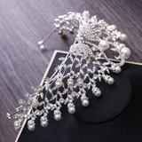 Wedding Tiara Simulated Pearls Jewelry Diadem Shiny Bridal Crown