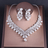 Luxury Crystal Pearl Costume Jewelry Sets Rhinestone Choker