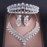Luxury Crystal Pearl Costume Jewelry Sets Rhinestone Choker