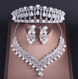 Luxury Crystal Pearl Costume Jewelry Sets Rhinestone Choker