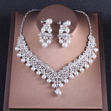 Luxury Crystal Pearl Costume Jewelry Sets Rhinestone Choker