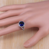 Bridal  Silver Color Jewelry Sets Blue Zirconia Stone Earrings