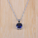 Bridal  Silver Color Jewelry Sets Blue Zirconia Stone Earrings