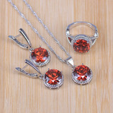 Bridal  Silver Color Jewelry Sets Blue Zirconia Stone Earrings