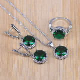 Bridal  Silver Color Jewelry Sets Blue Zirconia Stone Earrings