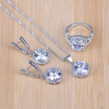 Bridal  Silver Color Jewelry Sets Blue Zirconia Stone Earrings