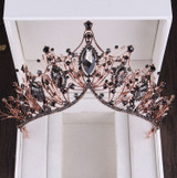 Vintage Black Crystal Bridal Jewelry Sets Rhinestone Crown Tiara Choker