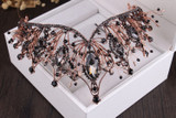 Vintage Black Crystal Bridal Jewelry Sets Rhinestone Crown Tiara Choker