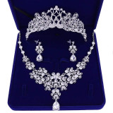 Jewelry Set Bride Crystal Rhinestone Tiaras Crown Earrings Necklace Sets