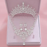 Jewelry Set Bride Crystal Rhinestone Tiaras Crown Earrings Necklace Sets