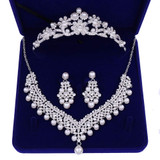 Jewelry Set Bride Crystal Rhinestone Tiaras Crown Earrings Necklace Sets