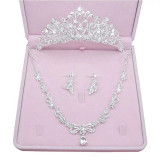 Jewelry Set Bride Crystal Rhinestone Tiaras Crown Earrings Necklace Sets