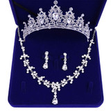 Jewelry Set Bride Crystal Rhinestone Tiaras Crown Earrings Necklace Sets