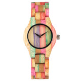 Top Luxury Colorful Wood Watch Women Quartz Full Bamboo Wooden Clock