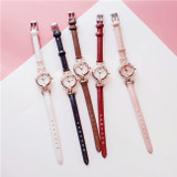 Luxury women's fashion dress watch small brown vintage leather bracelet watches