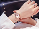 Luxury women's fashion dress watch small brown vintage leather bracelet watches