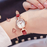 Luxury women's fashion dress watch small brown vintage leather bracelet watches