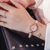 Luxury women's fashion dress watch small brown vintage leather bracelet watches